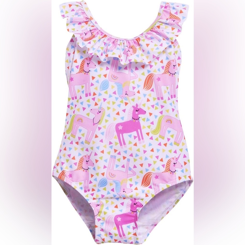 NWT UPF 50+ unicorn party cross back swimsuit